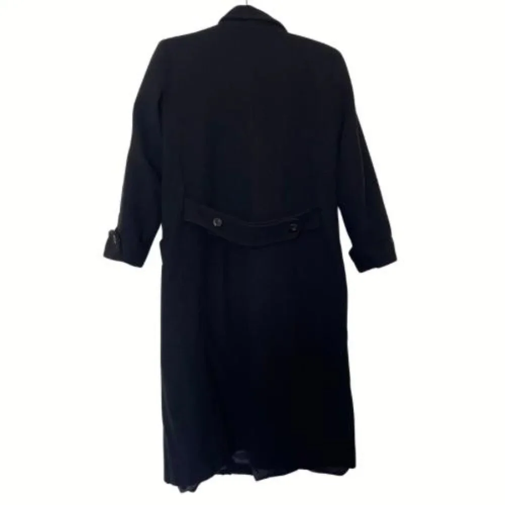 DONNYBROOK Black Vintage 100% Wool Coat Double Breasted full Length S 2P - Picture 3 of 14